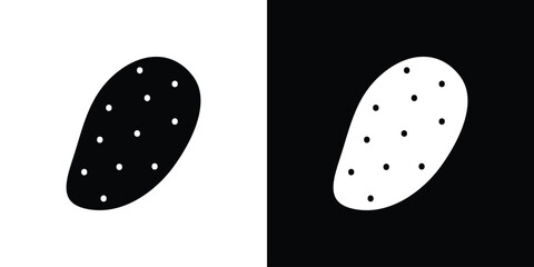 Potato icon silhouette collection in black and white flat solid versions for graphic designs