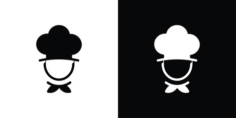 Chef icon silhouette collection in black and white flat solid versions for graphic designs