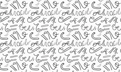 Calligraphy Letter A Seamless Pattern, Handwritten Cursive Alphabet Typographic Texture