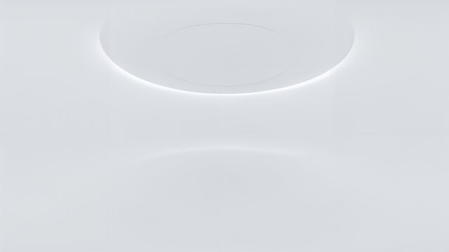 Interior shot of a modern, futuristic white building captured in a full 360-degree equirectangular panorama