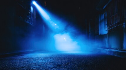 Mysterious blue alley at night