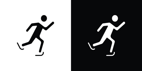 Skating icon silhouette collection in black and white flat solid versions for graphic designs