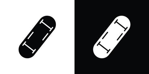 Skateboard icon silhouette collection in black and white flat solid versions for graphic designs