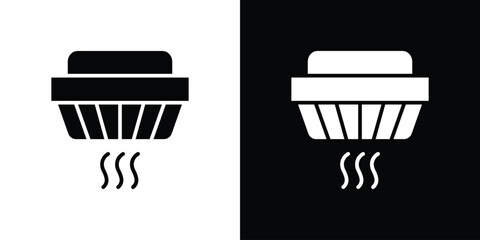 Sensor smoke icon silhouette collection in black and white flat solid versions for graphic designs