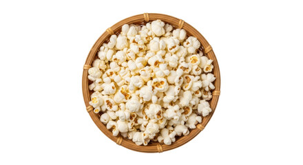 Isolated Popcorn in a Woven Basket