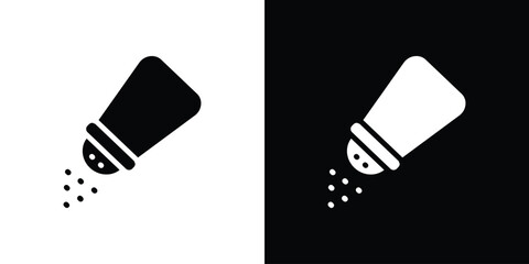 Salt shaker icon silhouette collection in black and white flat solid versions for graphic designs