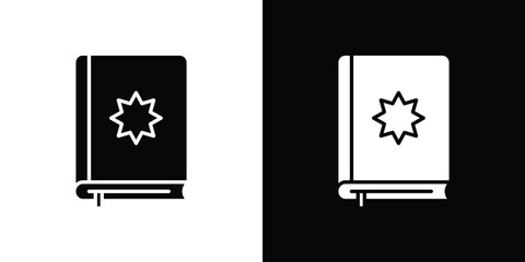 Quran book icon silhouette collection in black and white flat solid versions for graphic designs