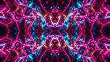 Vibrant symmetrical waves of light for abstract design