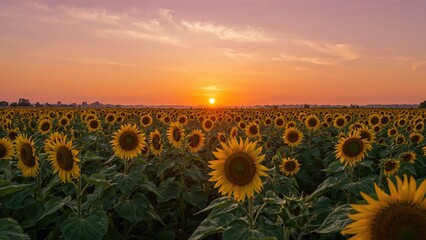 Obraz premium Golden Sunflowers in the Sunset Glow