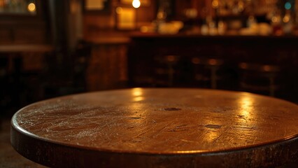 Obraz premium Wood-crafted table at a local pub