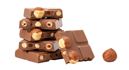 Isolated Chocolate with Hazelnuts