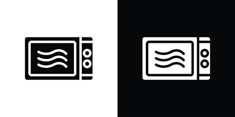 Obraz premium Microwave icon silhouette collection in black and white flat solid versions for graphic designs