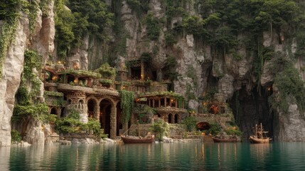 Enchanted Pirate Cove Fortress Built Into Majestic Cliffside
