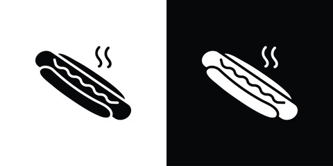 Hotdog icon silhouette collection in black and white flat solid versions for graphic designs