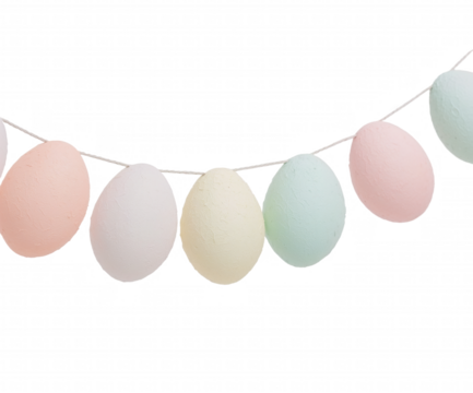 Pastel Easter Eggs on a String, A Delicate Garland of Spring Colors and Festive Decorations for Celebration