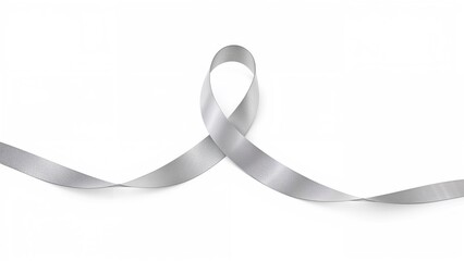 Silver awareness ribbon highlighting Parkinson's disease and brain cancer (clipping path isolated)