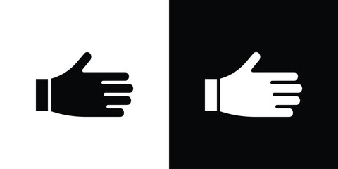 Hand icon silhouette collection in black and white flat solid versions for graphic designs