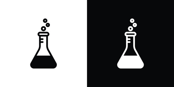 Flask icon silhouette collection in black and white flat solid versions for graphic designs