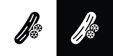 Cucumber icon silhouette collection in black and white flat solid versions for graphic designs