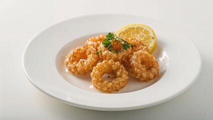 Plating of crispy calamari rings