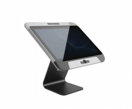 Sleek interactive kiosk featuring a minimalist design perfect for modern spaces and digital engagements