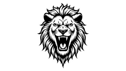 Modern roaring lion vector head, bold wild animal emblem illustration