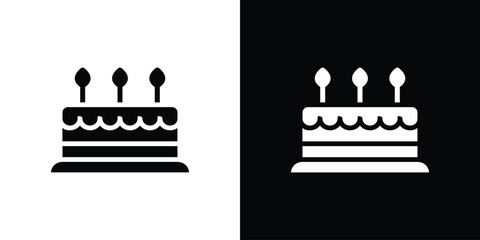 Cake icon silhouette collection in black and white flat solid versions for graphic designs