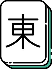 flat colorful outline style Chinese Mahjong down