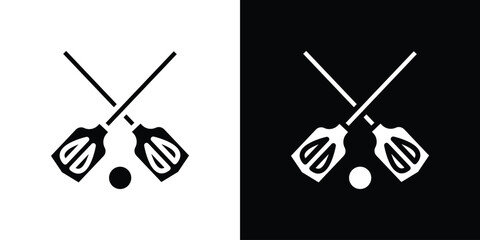 Broom-ball icon silhouette collection in black and white flat solid versions for graphic designs