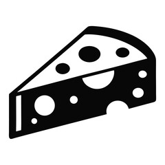 Black Silhouette of Cheese Wedge with Holes, A Dairy Icon for Nutrition