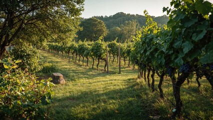 Naklejka premium Tiny grape plantation in the backyard