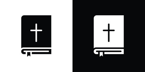 Fototapeta premium Bible icon silhouette collection in black and white flat solid versions for graphic designs