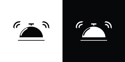 Fototapeta premium Bell concierge icon silhouette collection in black and white flat solid versions for graphic designs