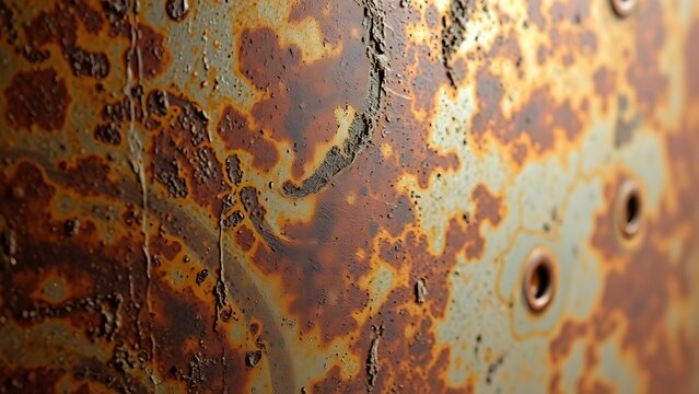Close-up of aged metal surface showing natural oxidation patterns and rich texture details.