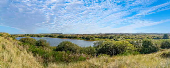 Panoramic photo of a small lake near the Badweg in Terschelling