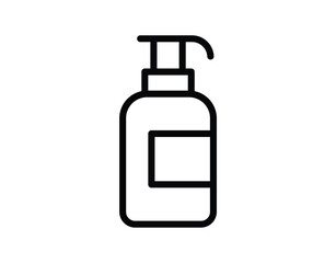 Simple Black Line Art of a Soap Dispenser Bottle on a Clean Background