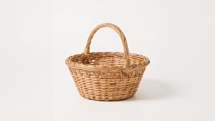 Miniature wood basket displayed on a clean white surface