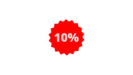 Animated red 10% discount badge with bounce effect and transparent background. Perfect for sale banners, promo ads, ecommerce visuals, and marketing campaigns. - Powered by Adobe