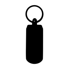 Obraz premium Silhouette of a cylindrical keychain with a ring, presented in black and white