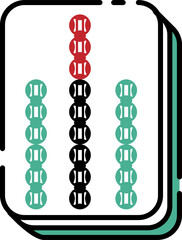 flat colorful outline style Chinese Mahjong down
