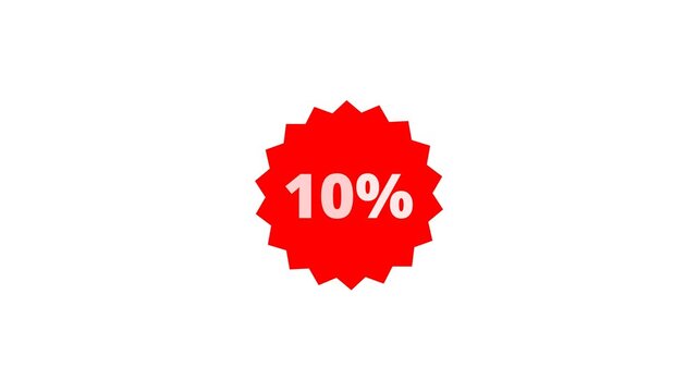 Animated red 10% discount badge with bounce effect and transparent background. Perfect for sale banners, promo ads, ecommerce visuals, and marketing campaigns.