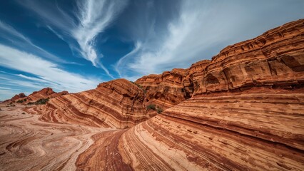 Naklejka premium Rock formations in the glowing desert park