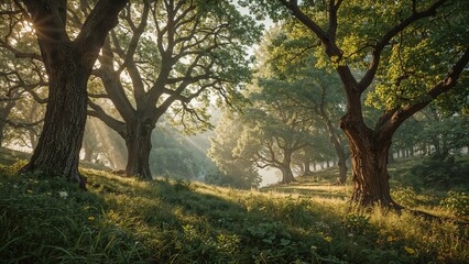Obraz premium The magical forest vista looks like a scene from an ancient realm.