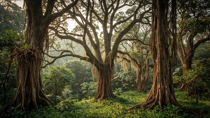 Fototapeta premium Rich green equatorial forest in the middle of Africa