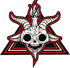 goat skull of Baphomet, grunge vintage design t shirts 