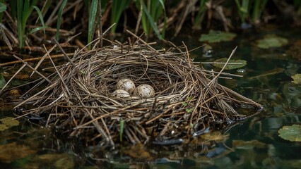 A wild bird's nesting site in its natural habitat