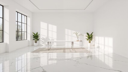 Empty Office Area with Bright White Lighting