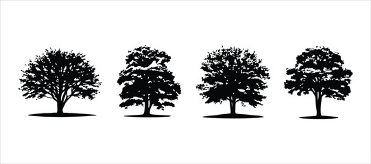 Trees displayed on a white surface. Skillfully layered and grouped for convenient editing.

