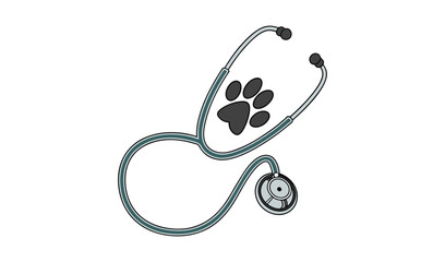Veterinary stethoscope with paw print symbol for animal care and health