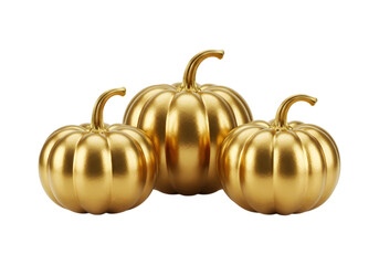 Golden Pumpkins on Transparent Background